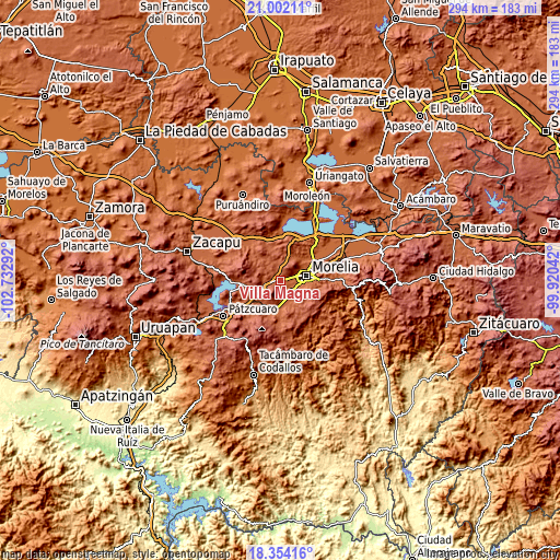 Topographic map of Villa Magna