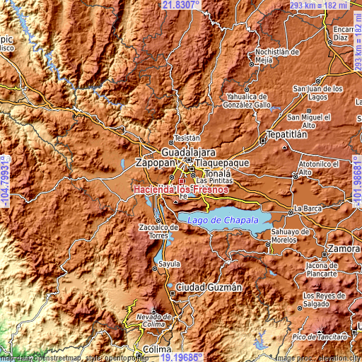 Topographic map of Hacienda los Fresnos
