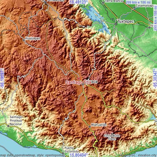Topographic map of Santiago Etla