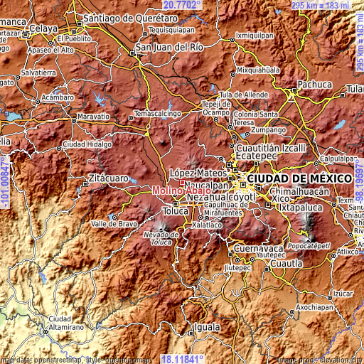 Topographic map of Molino Abajo