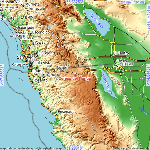 Topographic map of Cereso del Hongo