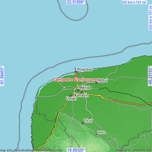 Topographic map of Campestre Flamboyanes