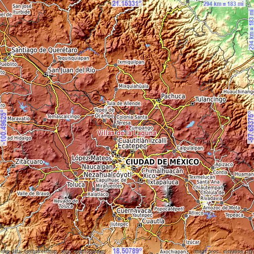 Topographic map of Villas de la Laguna