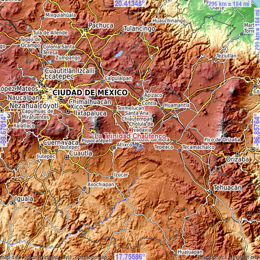 Topographic map of La Trinidad Chautenco