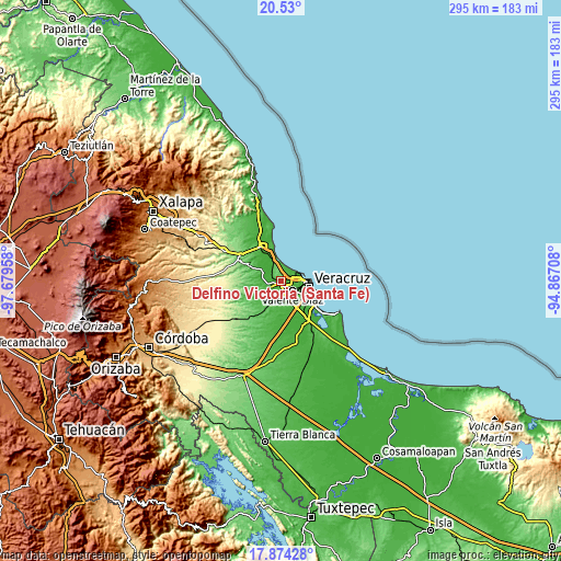 Topographic map of Delfino Victoria (Santa Fe)