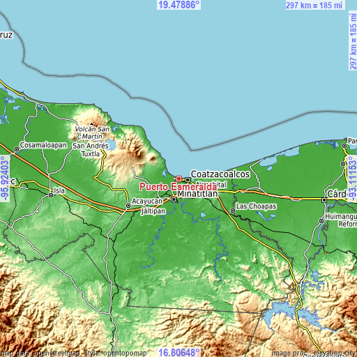 Topographic map of Puerto Esmeralda