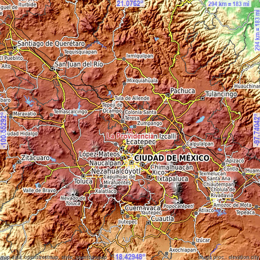 Topographic map of La Providencia