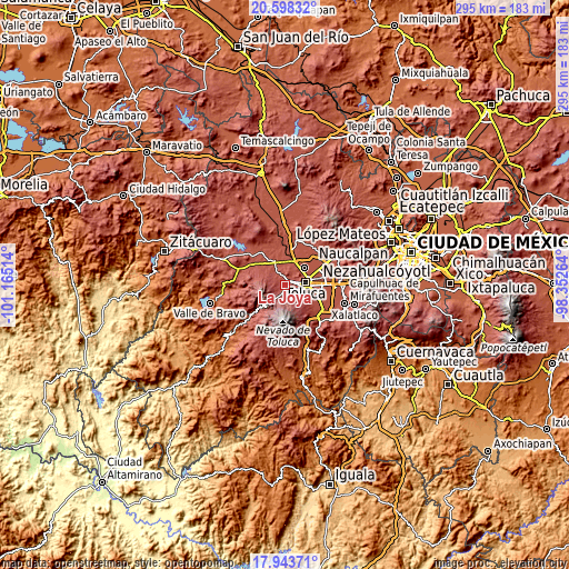 Topographic map of La Joya