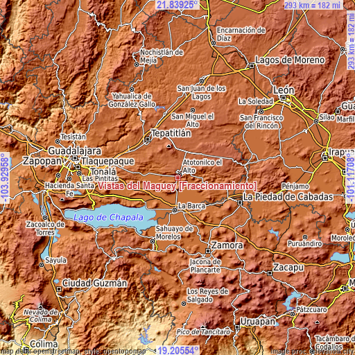 Topographic map of Vistas del Maguey [Fraccionamiento]