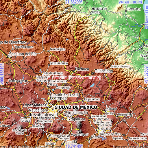 Topographic map of El Saucillo (Fraccionamiento)