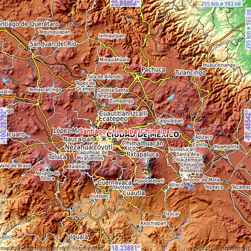 Topographic map of Santiago Chimalpa (Chimalpa)