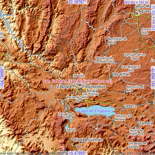 Topographic map of San Esteban (San Miguel Tateposco)