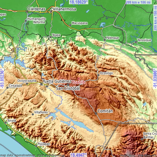 Topographic map of Yoshib