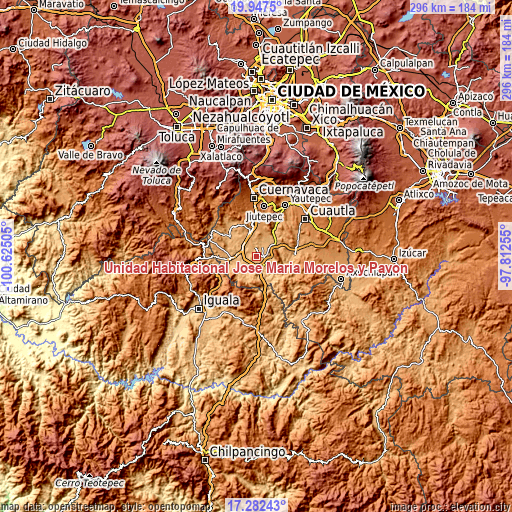 Topographic map of Unidad Habitacional José María Morelos y Pavón