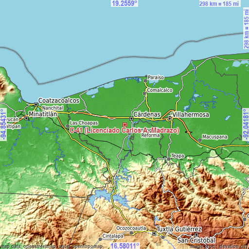Topographic map of C-41 (Licenciado Carlos A. Madrazo)
