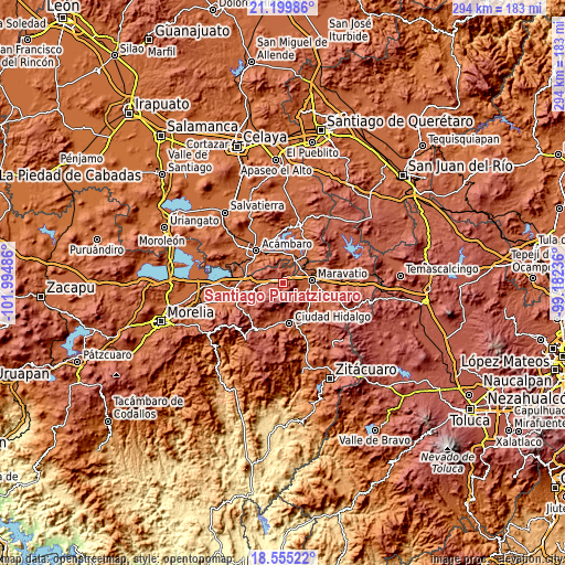Topographic map of Santiago Puriatzícuaro