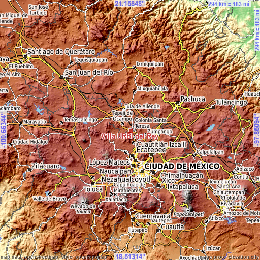 Topographic map of Villa URBI del Rey