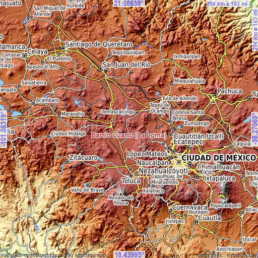 Topographic map of Barrio Cuarto (La Loma)