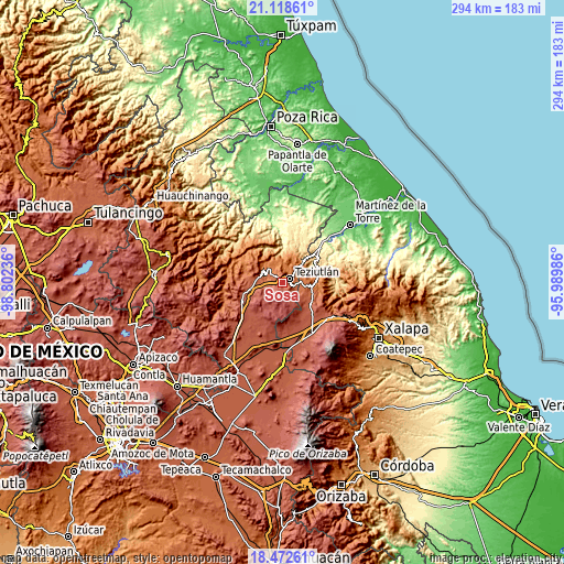 Topographic map of Sosa