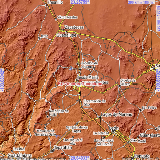 Topographic map of Ex-Viñedos Guadalupe