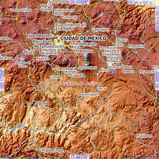 Topographic map of Zacualpan de Amilpas