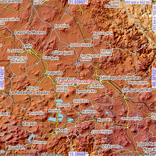 Topographic map of San Antonio Gallardo