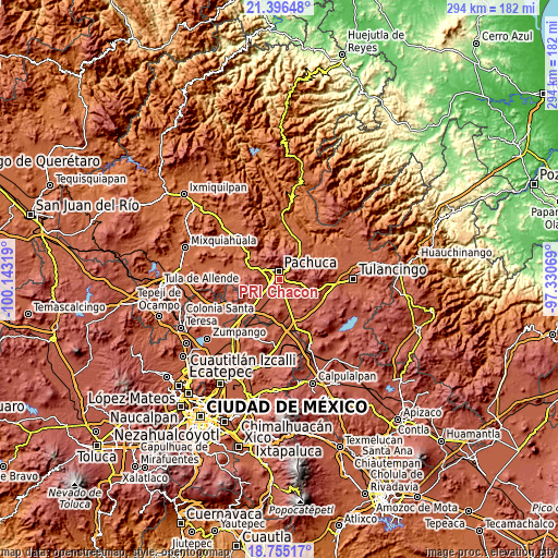 Topographic map of PRI Chacón