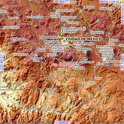 Topographic map of Villa Santiago