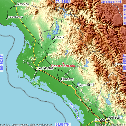 Topographic map of Genaro Estrada