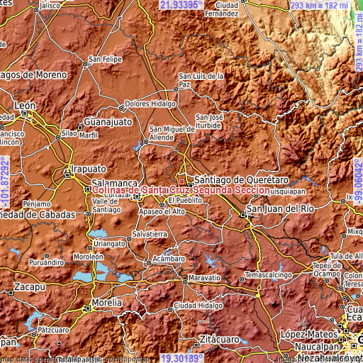 Topographic map of Colinas de Santa Cruz Segunda Sección