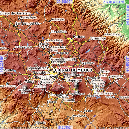 Topographic map of Ocopulco