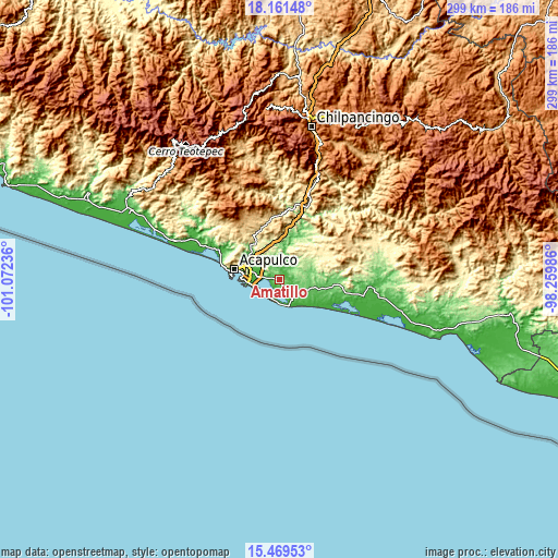 Topographic map of Amatillo