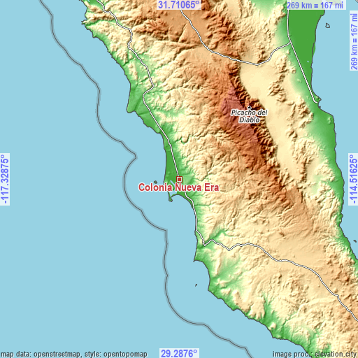 Topographic map of Colonia Nueva Era