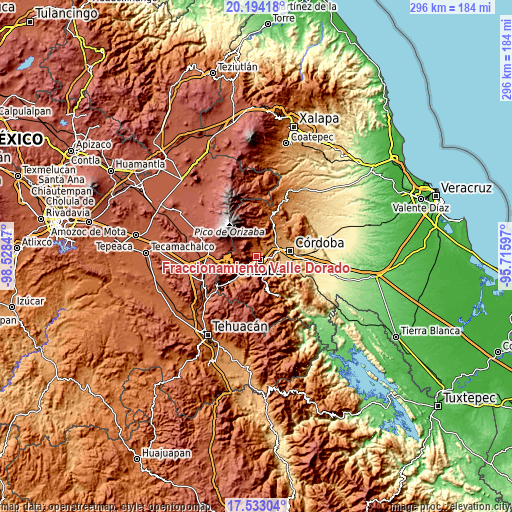 Topographic map of Fraccionamiento Valle Dorado