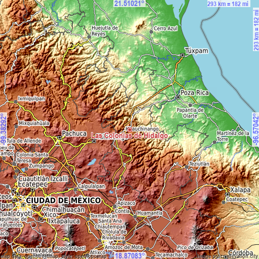 Topographic map of Las Colonias de Hidalgo