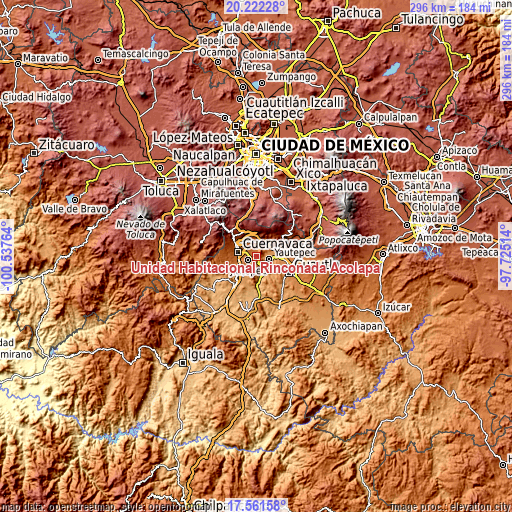 Topographic map of Unidad Habitacional Rinconada Acolapa