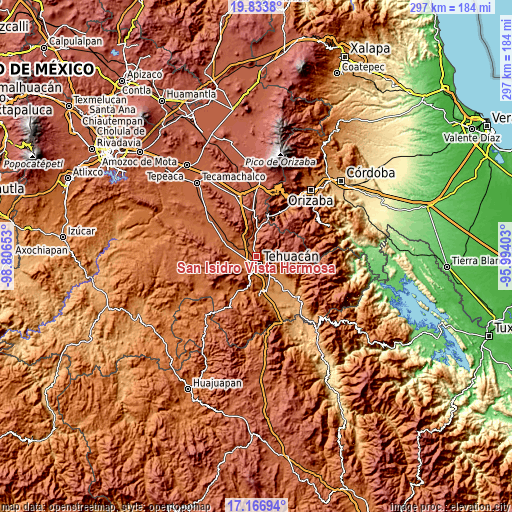 Topographic map of San Isidro Vista Hermosa