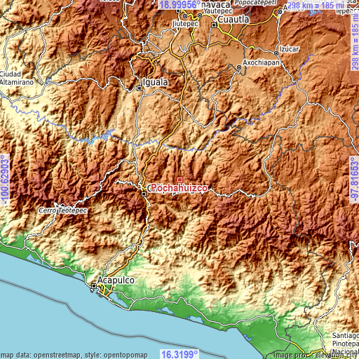 Topographic map of Pochahuizco