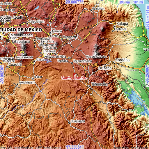 Topographic map of Santo Nombre