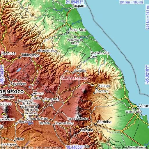 Topographic map of San Francisco