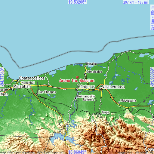Topographic map of Arena 1ra. Sección