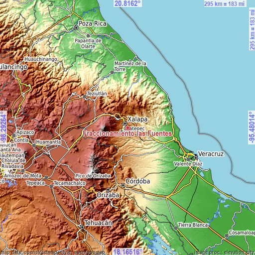 Topographic map of Fraccionamiento las Fuentes