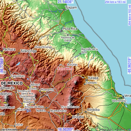 Topographic map of Xoloateno