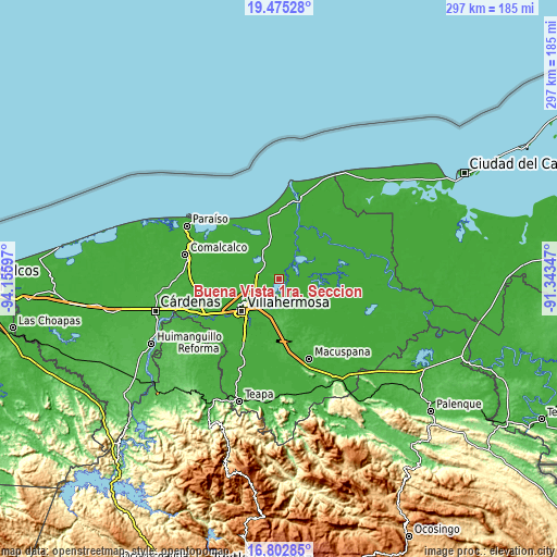 Topographic map of Buena Vista 1ra. Sección