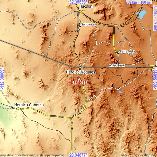 Topographic map of La Mesa