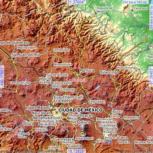 Topographic map of La Colonia