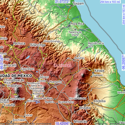 Topographic map of La Libertad