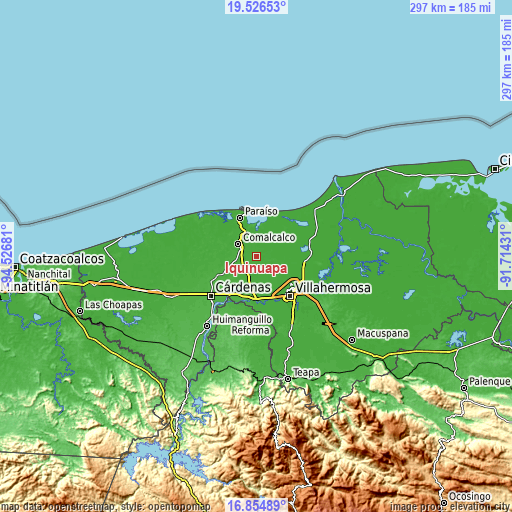 Topographic map of Iquinuapa