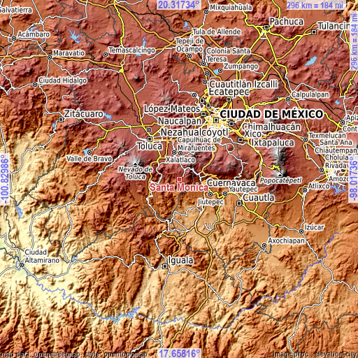 Topographic map of Santa Mónica