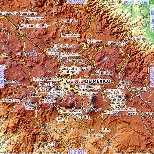 Topographic map of Zapotlán